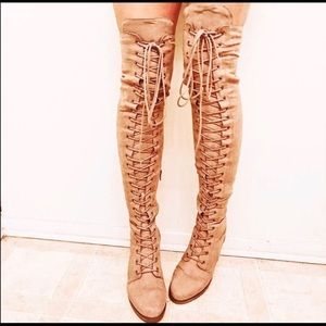 Over the knee lace up boots